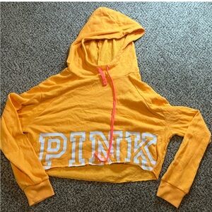 PINK Victoria's Secret Orange Crop Top Hoodie